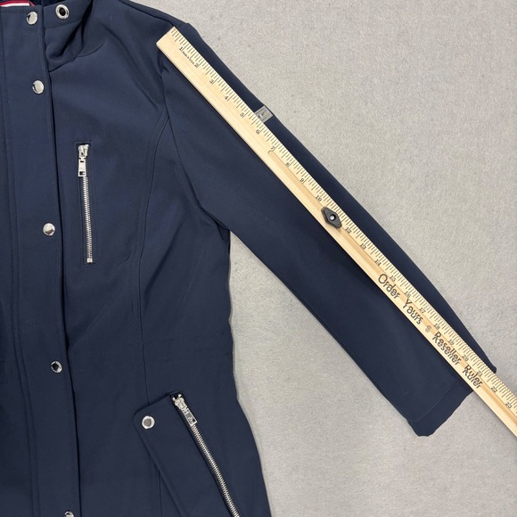 Tommy Hilfiger Coat Womens Small Navy Softshell Hooded Fleece Lined Zip Jacket - Picture 13 of 15
